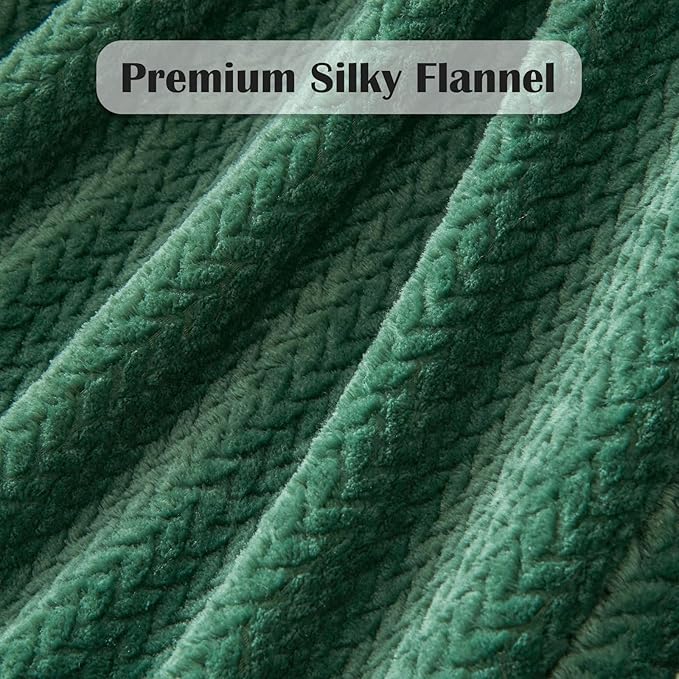 NEWCOSPLAY Super Soft Throw Blanket Dark Green Premium Silky Flannel Fleece Leaves Pattern Lightweight Bed Blanket All Season Use (Dark Green, Throw(50"x60"))