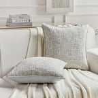 FUTEI Grey Decorative Throw Pillow Covers 16x16 Inch Set of 2,Soft Chenille Tweed Textured Cushion Case,Modern Home Decor for Couch Bed Living Room