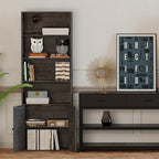 IRONCK Industrial Bookshelves and Bookcases with Doors Floor Standing 6 Shelf Display Storage Shelves 70 in Tall Bookcase for Home Office, Living Room