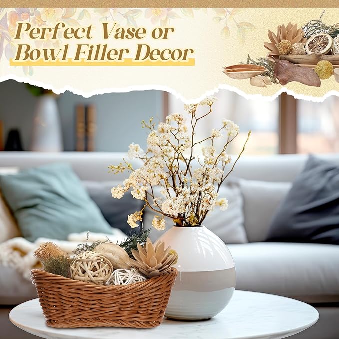 Nuanchu 2 Pack Decorative Balls Potpourri Bowl Filler Decor Natural Vase Bowl Filler Assorted Spherical Rattan Twigs Wicker Balls for Home Decor Centerpiece, No Scent(Green Series,Simple Style)