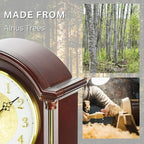 Mantel Clock Antique Classic Luxury Style Golden Clock Dial Alnus Wood Clock Frame Hourly Chime Non-Ticking Night Mode