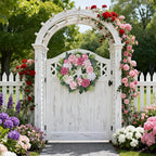 24-Inch Spring Wreath for Front Door with Hydrangeas Dahlias Daisy Silk Flowers and Berry Greenery for All Seasons Indoor Outdoor Wedding Farmhouse Porch Wall Living Room Home Wedding Decor