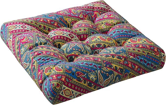 Codi Meditation Pillow, Large Pillows Sitting for Adults and Kids, Boho Cushions for Yoga Living Room Tatami Sitting Home Decor, Memory Foam Added, 22x22 Inch, Multi Blaidiere