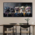 XLSJERST God Picturs Canvas Artwork 58x29 Inches - Cool Dog Graffiti Black and White Wall Art for Living Room Bedroom Bathroom Game Room Home Decor