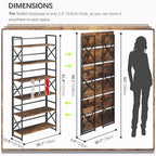 4NM Extra Wide 6 Tiers No Assembly Book Shelves, 61.8" H Folding Bookshelf Bookcase Open Industrial Foldable Shelves for Bedroom, Living Room, Home Office - Rustic Brown Black