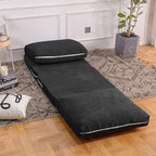 Bean Bag Chairs for Adults,Folding Sofa Bed,Floor Couch Bed, Foam Filling Fold Floor Mattress with Washable Soft Faux Fur Cover, Leisure Floor Couch for Bedroom Living Room(Black,Single)