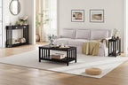 ChooChoo Black End Table for Small Spaces, Narrow Side Table, Night Stand with Storage Shelf for Living Room and Bedroom