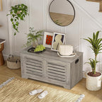 DINZI LVJ Storage Chest, 39.4”Wooden Toy Box with 2 Safety Hinges, Retro Entryway Shoe Storage Bench with Flip-Top, Sturdy Large Storage Trunk for Living Room, Bedroom, Easy Assembly, Gray Wash