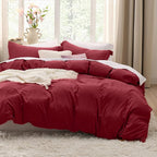 Bedsure Red Duvet Cover King Size - 3 Pieces Prewashed Cotton-Like Polyester Extra Soft Bedding Set, Includes 1 Duvet Cover 104x90 Inches with Zipper Closure & 2 Pillow Shams, Comforter Not Included