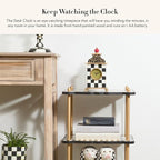 MACKENZIE-CHILDS Desk Clock, Decorative Wood Clock for Kitchen and Living Room, Black-and-White Courtly Check
