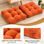 Floor Pillow Set of 2, Memory Foam Floor Cushions for Adults, Large Meditation Pillow for Sitting, 22 x 22 Inches (Square | Orange)