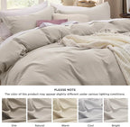 Bedsure Duvet Cover Queen Size - 3 Pieces Prewashed Extra Soft Bedding Set, Includes 1 Duvet Cover 90x90 Inches with Zipper Closure & 2 Pillow Shams, Linen, Comforter Not Included