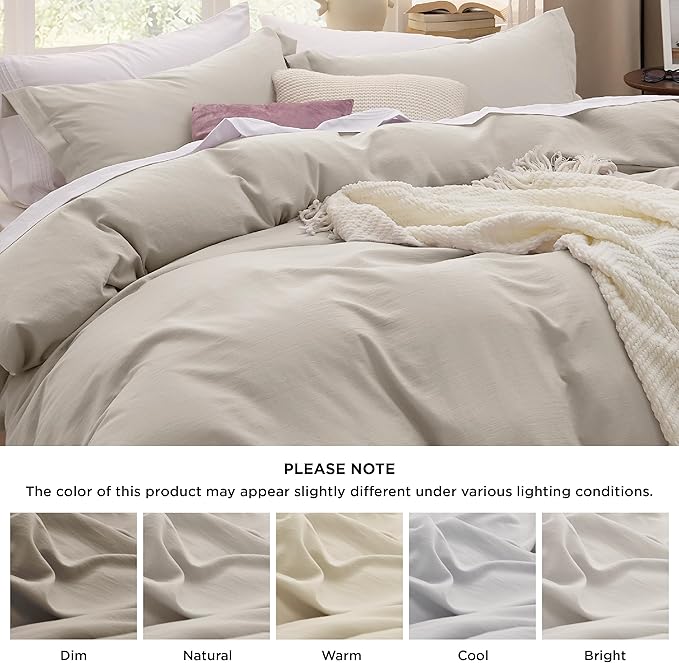 Bedsure California King Duvet Cover Only - Prewashed Cotton-Like Polyester Extra Soft All Season Bedding, Includes 1 Cal King Duvet Cover 104x98 Inches with Zipper Closure, Linen, No Comforter