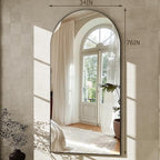 GLSLAND-34x76 inch Wall Mount Arched Full Length Mirror-Aluminum Alloy Frame High Definition-Full Body Mirror for Bedroom or Living Room,Black