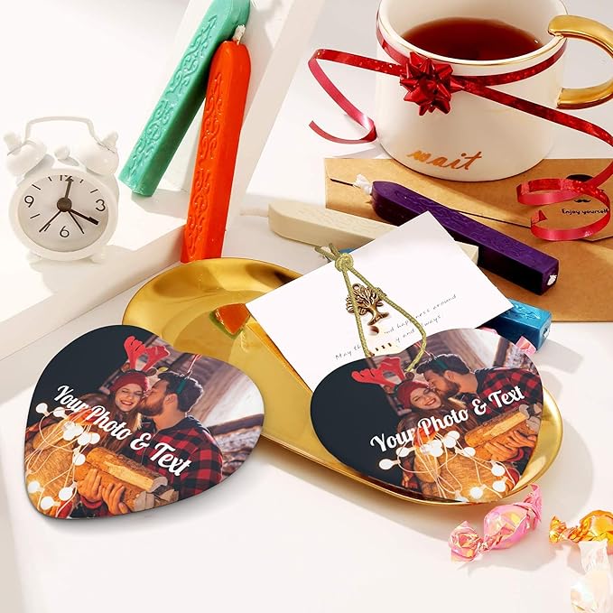 Custom Christmas Ornament Personalized Photo Ornaments for Christmas Tree 2025 Customized Picture Text Personalized Christmas Home Decoration Hanging Xmas Decor for Couples Family Wedding