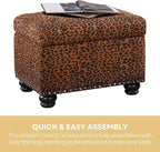 Convenience Concepts Designs4Comfort 5th Avenue Upholstered Storage Ottoman 24" - Contemporary Foot Stool and Seat with Hinged Lid for Living Room, Dining Room, Office, Forest Leopard Print Fabric