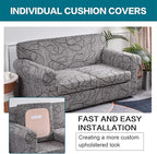 KRFOONN 3 Piece Stretch Sofa Couch Covers for 2 Cushion Couches Printed Sofa Loveseat Slipcover with 2 Separate Seat Cushion Covers Washable Sofa Slip Covers Furniture Protector (Loveseat, 25), Medium