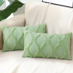 decorUhome Spring Throw Pillow Covers 12x20 Inch Set of 2, Soft Plush Faux Fur Wool Lumbar Sage Green Couch Pillow Covers, Decorative Neutral Pillow Cases for Bed Sofa Living Room Home Decor