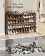 SONGMICS Shoe Rack, 4-Tier Shoe Organizer, Metal Storage Shelf, Upright or Upside Down, for 25-30 Pairs, Stackable, for Entryway, 11.8 x 46.1 x 29.5 Inches, Black ULSA034B01