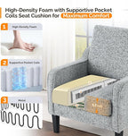 VINGLI Accent Chair for Living Room Chairs Reading Chair for Bedroom Chair Scooped Arm Chair Mid Century Modern Accent Chairs Upholstered Comfy Chair for Apartment, Waiting Room (1, Texture Gray)