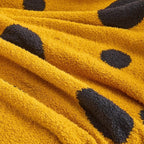 CozeCube Super Soft Fullfy Microfiber Reversible Knitted Blankets, Warm Cozy Fuzzy Plush Throw, Black and Yellow Polka Dot Throw Blanket for Couch Bed Sofa, 60" x 80"