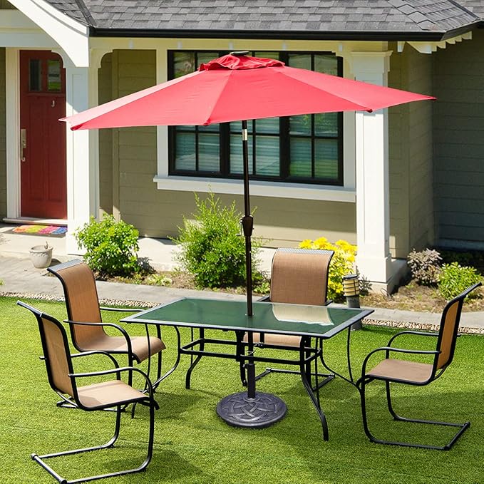 Tangkula 43 lbs Heavy Duty Resin Umbrella Base, Round Parasol Holder with Adjustable Knob for Φ1.5-Φ1.9 Pole, with Beautiful Decorative Pattern, Easy Setup