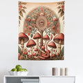 Ambesonne Hippie Tapestry, Psychedelic Aura Leaves and Eye Ornate Tree Art with Mushrooms and Snake, Fabric Wall Hanging Decor for Bedroom Living Room Dorm, 23" X 28", Dark Pink Reseda Green