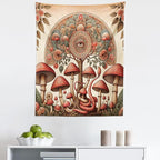 Ambesonne Hippie Tapestry, Psychedelic Aura Leaves and Eye Ornate Tree Art with Mushrooms and Snake, Fabric Wall Hanging Decor for Bedroom Living Room Dorm, 23" X 28", Dark Pink Reseda Green