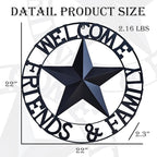 JoyEvy 22" Black Metal Barn Star Welcome Outdoor Wall Sculptures，Metal Star for Outside Wall Hanging,Texas Stars Wall Decor for Rustic Vintage Western Country Farmhouse Primitive House Decoration