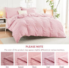 HYMOKEGE Pink Twin XL Comforter Set Seersucker 5 Pieces, All Season Luxury Bed in a Bag for Bedroom, Bedding Set with Comforter, Sheets, Pillowcase & Sham