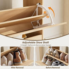 Nicetree Shoe Storage Cabinet, Slim Shoe Cabinet, Hidden Shoe Rack Cabinet, Shoe Storage Cabinet for Entryway, Hallway, Foryer, Natural Oak