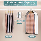32” Garment Bags for Hanging Clothes 4” Gusseted - with Clear Window, Breathable Fabric, Metal Zipper, Suit Coat Fur Protector for Closet storage, clothes Season Off, Moving, 5 Pack