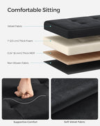 SONGMICS Storage Ottoman, Foldable Small Ottoman Foot Rest, 12.2 x 16.1 Inches Foot Stool, Ottoman with Storage, Load up to 286 lb, for Living Room, Bedroom, Dorm, Ink Black ULSF200B01