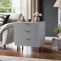 GarveeHome 3 Drawer Dresser for Bedroom, Fluted Modern Nightstand with Deep Drawers, Chest of Drawers with Wide Top, Wooden Dresser Organizer, Side Table for Living Room, Hallway, Kids Room, Grey