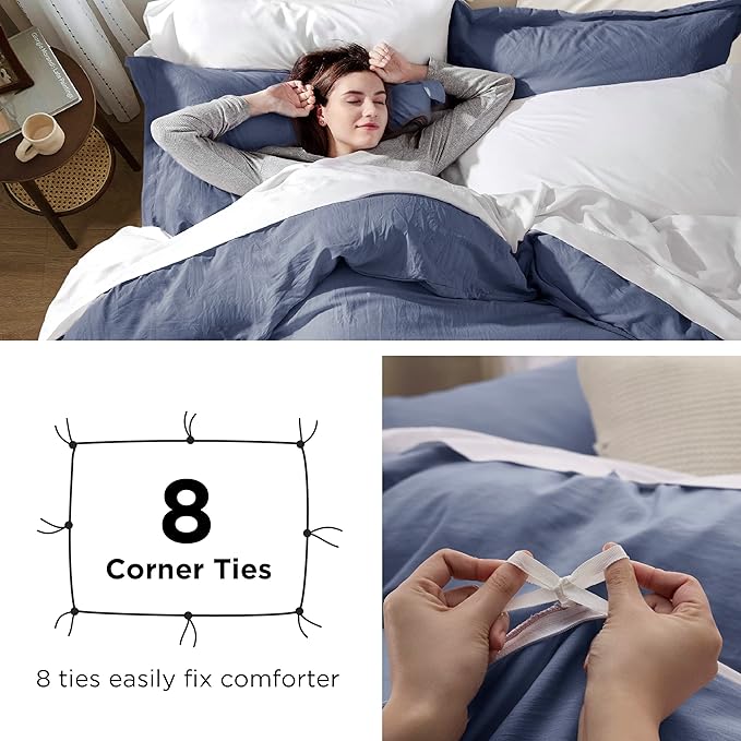 Bedsure Slate Blue Duvet Cover Twin/Twin XL Size - 2 Pieces Prewashed Polyester Extra Soft Bedding Set, Includes 1 Twin Duvet Cover 68''x90'' with Zipper Closure & 1 Pillow Sham, No Comforter