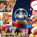 Custom Snow Globes with Photo Name Christmas Snow Globes with Light-Up Base Personalized Engraving Crystal Snowglobe Gifts for Family Women Men Kids Xmas Gift (Snow Globe)