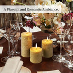 KONNI Wax Yellow Pillar Candles Set of 3, 3"x 3" Unscented Pillar Candles Bulk, 30 Hours Long Burning Candles, Smokeless&Dripless Large Round Candle for Wedding, Home Decoration, Parties, Spas, Dinner