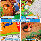 ABC Kids Rug for Playroom 110×78.7 in Noah's Ark Animals Rug Baby Play Mat Alphabet Playmat Shape Color Classroom Carpet Kids Playroom Early Learning Carpet for Preschool Toddlers Tummy