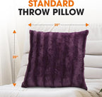 Cheer Collection Faux Fur Throw Pillows - Decorative Pillows for Couch, Bed Throw Pillows, Purple Accent Pillows for Bedroom or Living Room Aesthetic, Set of 2 Furry Throw Pillows, 20" x 20"
