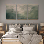 MUDECOR Framed Wall Art Print Set Soft Green Cloudscape Tranquil Abstract Nature Illustrations Modern Art Boho Decorative Colorful Chic for Living Room, Bedroom, Office - 16"x24"x3 Natural
