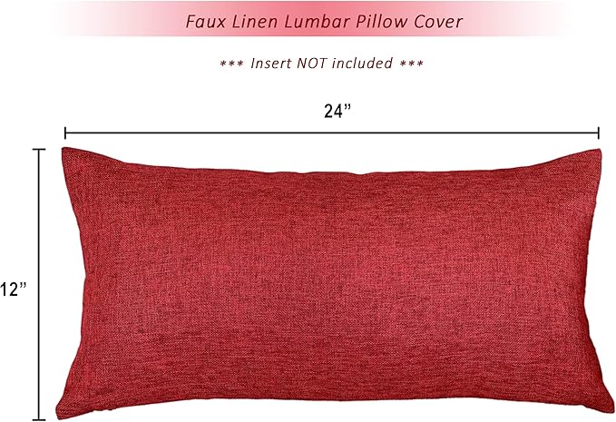 Aiking Home Woven Fine Faux Linen Throw Pillow Cover, Size 12"x24", Burgundy