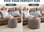 Pouf Ottoman Foot Stools with Foam Small Ottoman for Living Room Corduroy Ottomans Pouf 26x18in Foot Rest for Chair Brown Hassocks and Ottomans