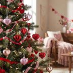 Iceyyyy 60Pcs Valentine's Day Heart Ornaments-Valentine's Mother's Day Heart Baubles Shaped Hanging Ornaments Decoration for Valentine Tree Wedding Anniversary Party