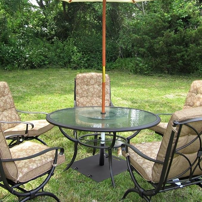 Heavy Duty Patio Umbrella Base with Wheels, Outdoor Umbrella Stand for Market Umbrellas, Square Steel Base, Wind-Resistant, Sturdy for Deck, Poolside, Balcony, Black