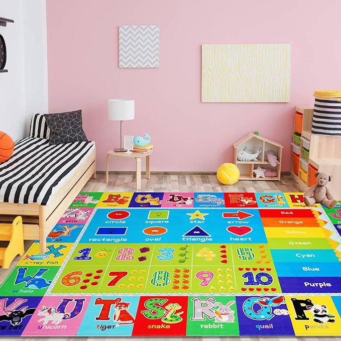 Baby Play Mat Kids Rug for Floor, Playmat for Kids Toddlers Infant, Extra Large Thick Playtime Collection ABC, Numbers, Animals Educational Area Rugs for Playroom (78.7X59 Inch)