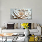 Flower Art Wall Decor for Living Room - White/Pink/Beige Canvas Wall Art for Office - Modern Wall Decor for Bedroom Women Size 20 x 40 Inch