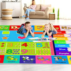 Kids Alphabet Play Game Rug - 7'x10' ABC Numbers and Shapes Educational Learning Toddler Carpet - Kids Room Playroom Classroom Kindergarten Activity Fun Soft Non-Slip Mat