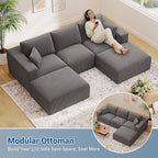 40" Square Stuffed Ottoman Pouf for Sofa Couch, Corduroy Poufs with Foam Chunk Filling, Furry & Fluffy Pouf Foot Stool Movable Ottoman. 40*40 Floor Poufs Foot Rest for Living Room, Grey(1 Piece Set)