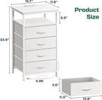 Huuger Night Stand with Charger Station and LED Lights, 4 Drawer Nightstand, Bed Side Table with Open Shelf, End Table, Fabric Dresser for Bedroom, PU Leather, White