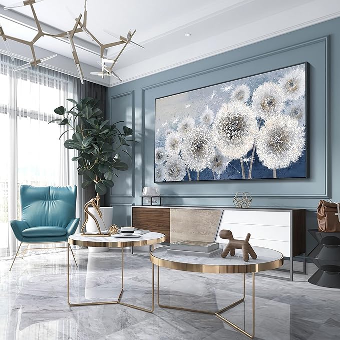 Pogusmavi Dandelion Wall Art Modern Wall Decor Botanical Framed Artwork for Walls Office Artwork Pictures for Bedroom Canvas Painting for Living Room 30x60 Black Framed